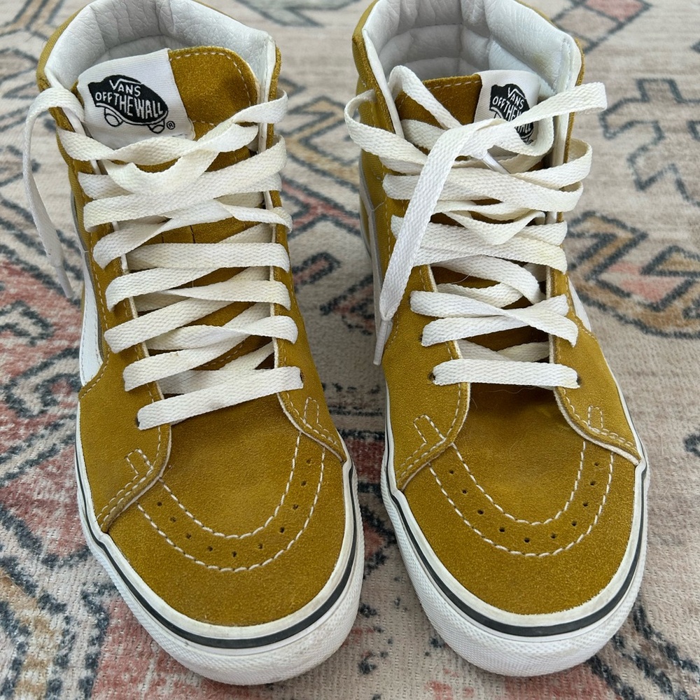 Vans Mustard and White High-Top Sneakers